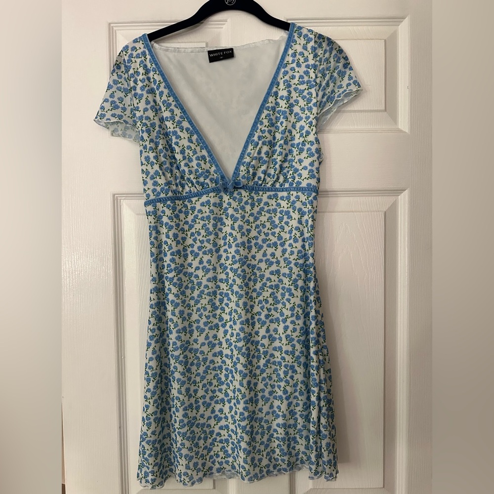 White Fox Boutique Blue Floral Mini Dress